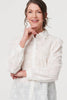 White | Floral Long Sleeve Embroidered Shirt
