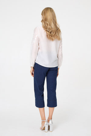White | Embroidered Long Sleeve Shirt
