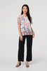 Pink | Floral Short Sleeve Mesh Layered Top

