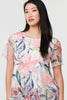 Pink | Floral Short Sleeve Mesh Layered Top

