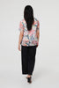 Pink | Floral Short Sleeve Mesh Layered Top
