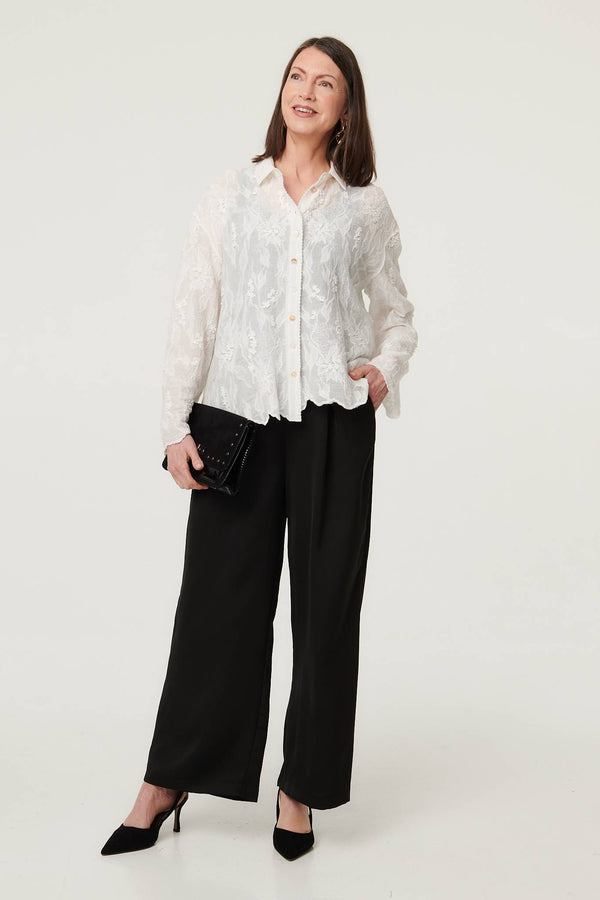 White | Lace Embroidered Relaxed Blouse