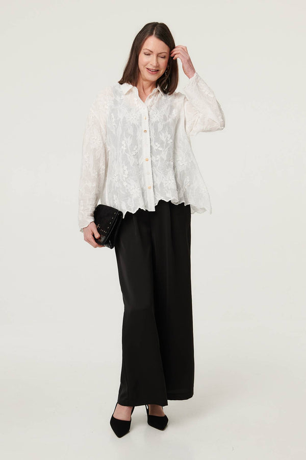 White | Lace Embroidered Relaxed Blouse