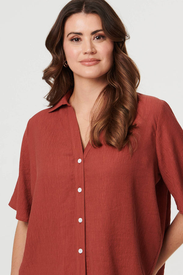 Rust | Short Sleeve Button Front Shirt