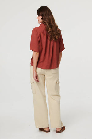 Rust | Short Sleeve Button Front Shirt