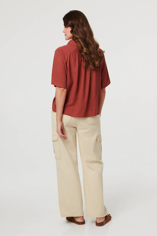 Rust | Short Sleeve Button Front Shirt