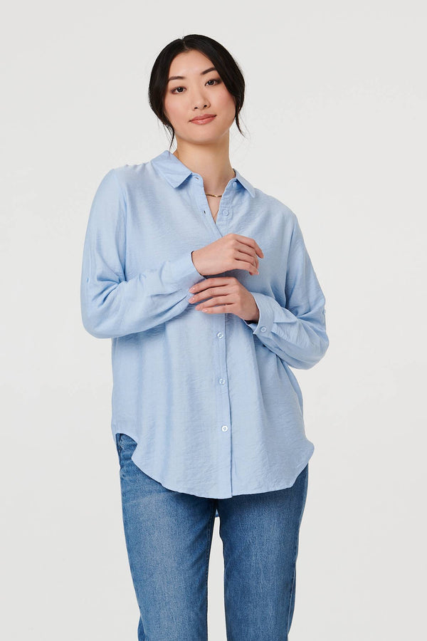 Blue | Long Sleeve Button-Front Shirt
