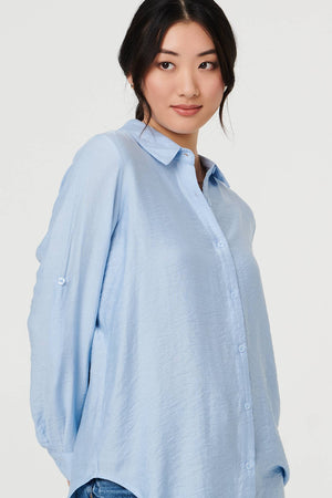 Blue | Long Sleeve Button-Front Shirt
