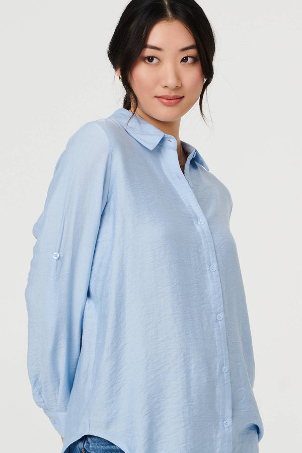 Blue | Long Sleeve Button-Front Shirt
