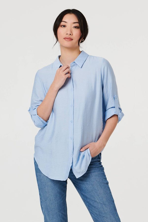 Blue | Long Sleeve Button-Front Shirt
