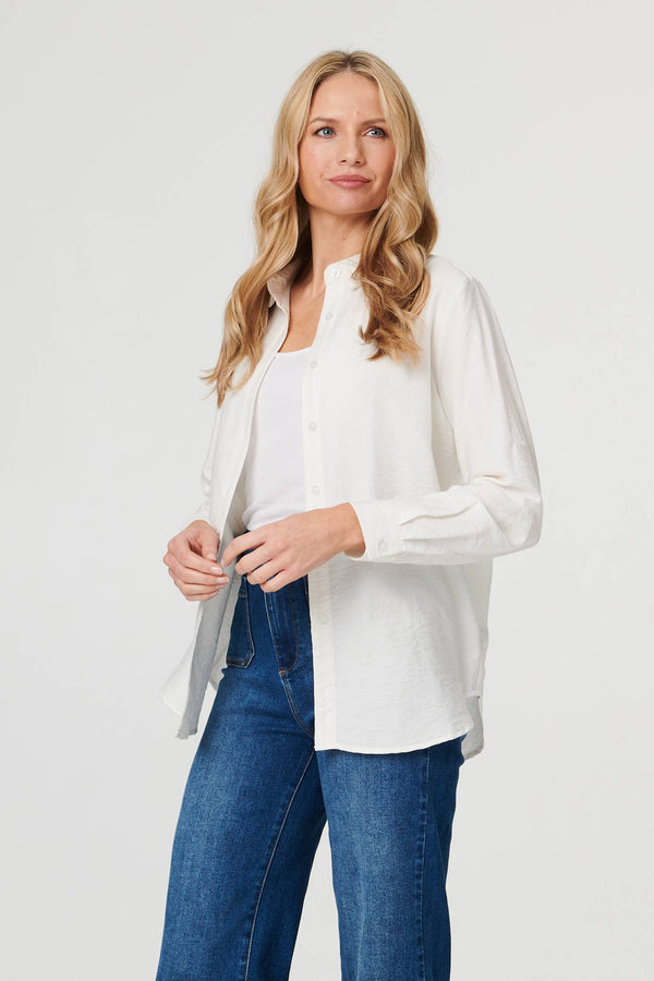 White | Long Sleeve Button-Front Shirt
