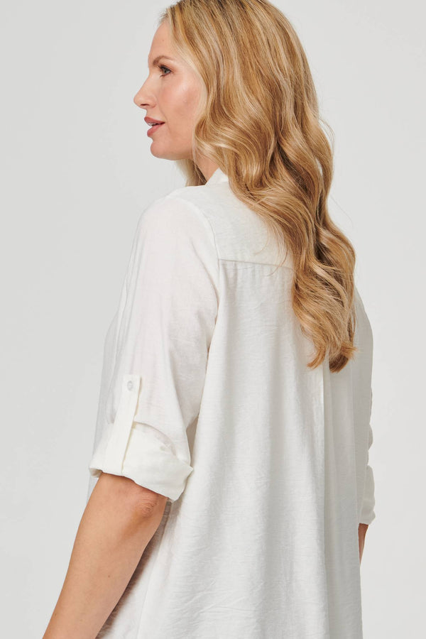 White | Long Sleeve Button-Front Shirt

