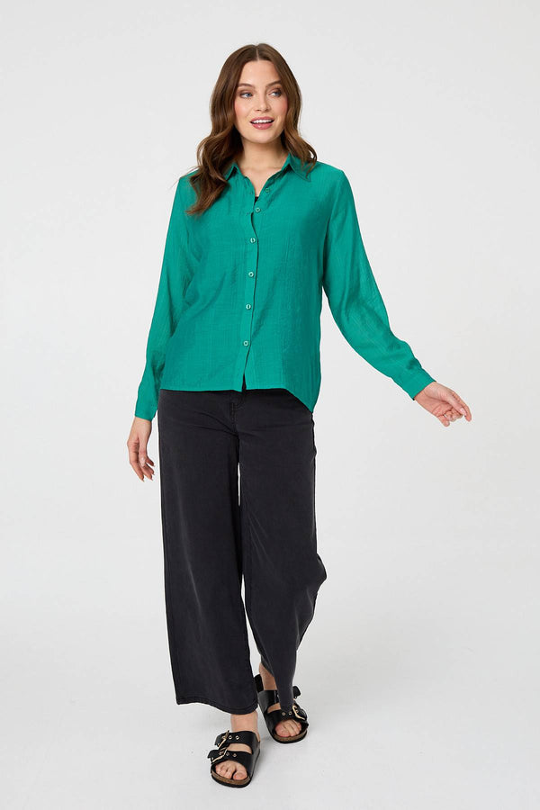 Green | Semi Sheer Layered Long Sleeve Shirt