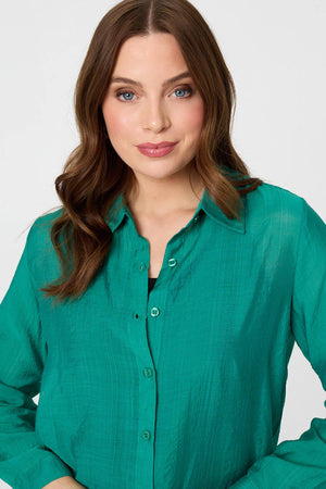 Green | Long Sleeve Button Front Shirt 