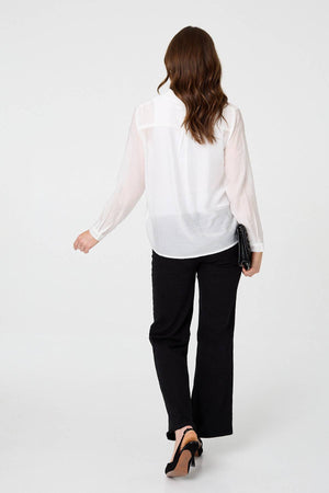 White | Long Sleeve Button Front Shirt 