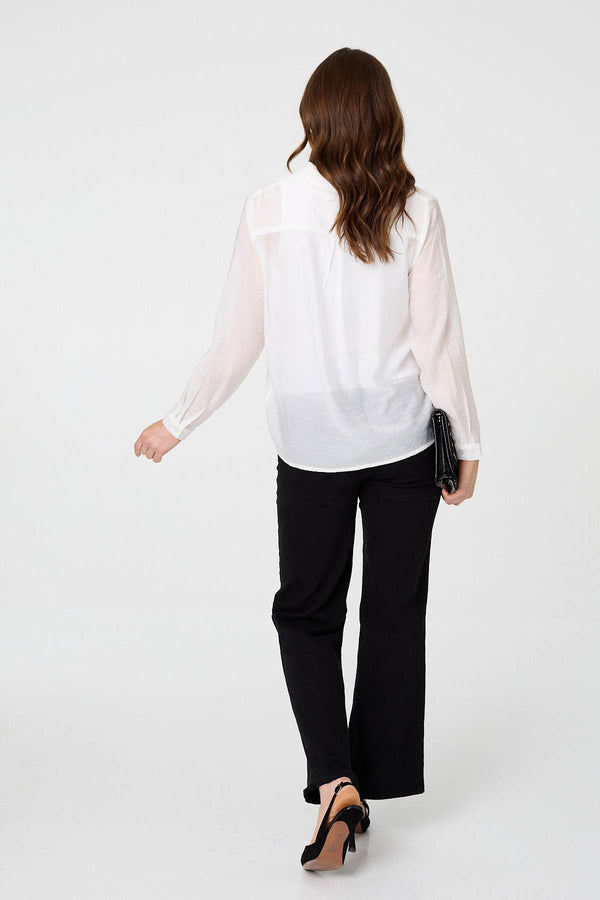 White | Semi Sheer Layered Long Sleeve Shirt