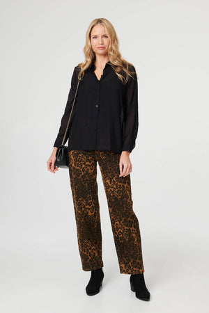 Black | Long Sleeve Button Front Shirt