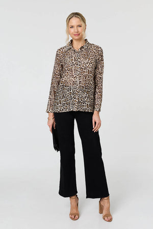 Brown | Animal Print Long Sleeve Shirt