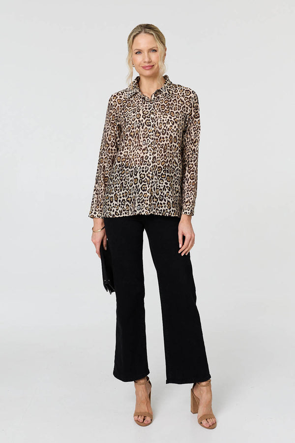 Brown | Animal Print Long Sleeve Shirt
