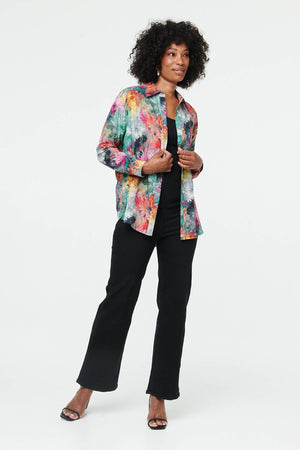 Green | Abstract Relaxed Fit Long Sleeve Shirt