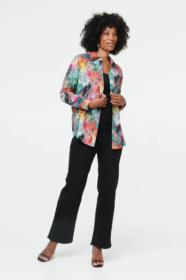 Green | Abstract Relaxed Fit Long Sleeve Shirt