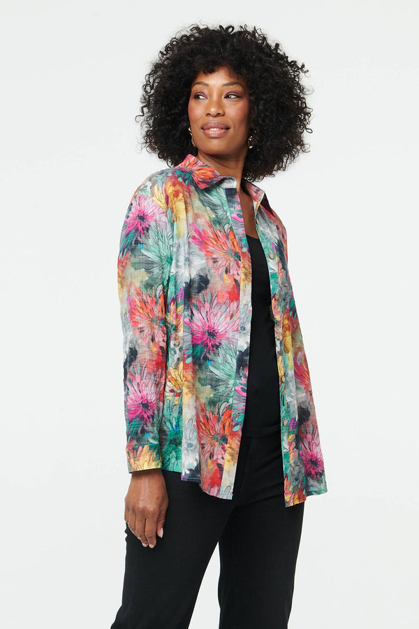 Green | Abstract Relaxed Fit Long Sleeve Shirt