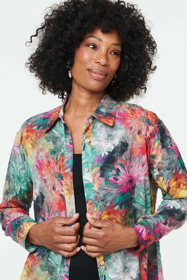 Green | Abstract Relaxed Fit Long Sleeve Shirt