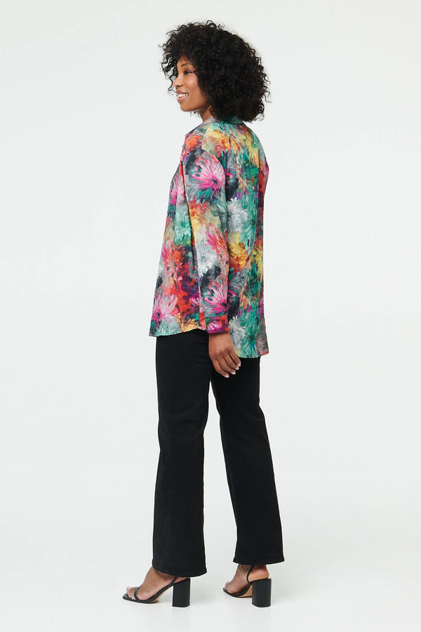 Green | Abstract Relaxed Fit Long Sleeve Shirt