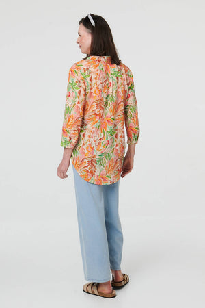 Orange | Floral Print 3/4 Sleeve Blouse