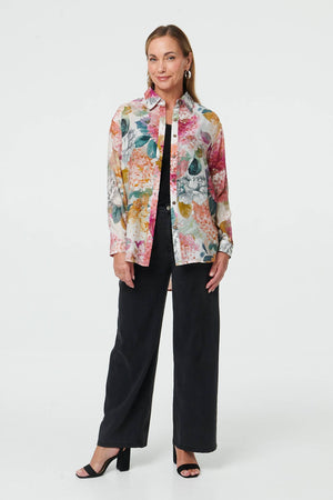 Pink | Floral Long Sleeve Relaxed Button Shirt
