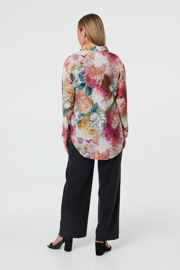 Pink | Floral Long Sleeve Relaxed Button Shirt