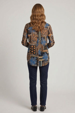 Black | Patchwork Print Long Sleeve Shirt