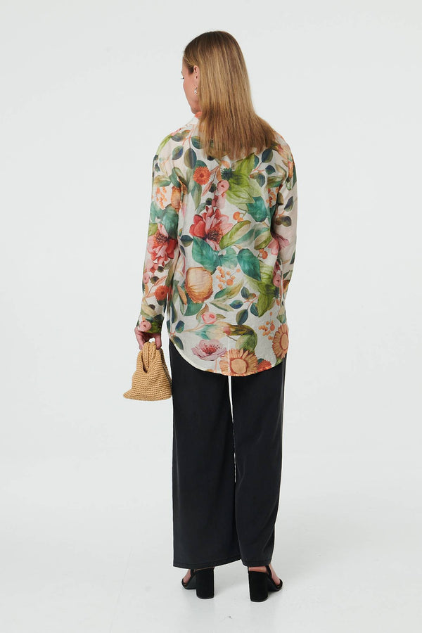 Green | Floral Long Sleeve Relaxed Fit Shirt
