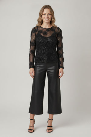 Black | Sequin Embellished Long Sleeve Top