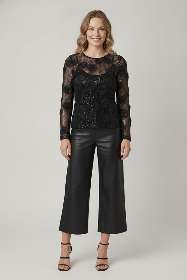 Black | Sequin Embellished Long Sleeve Top