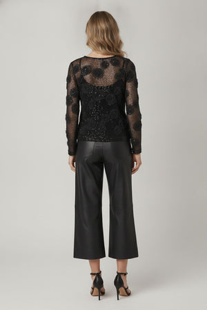Black | Sequin Embellished Long Sleeve Top