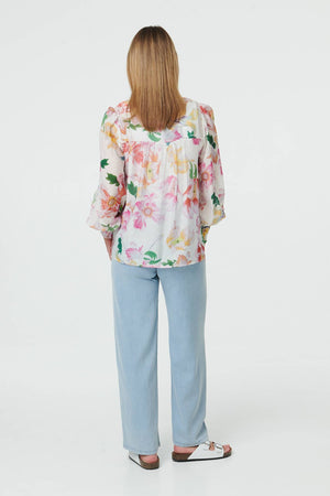 White | Lace Trim Collared Long Sleeve Shirt