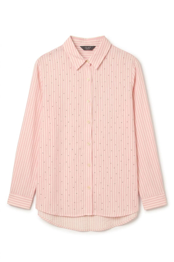 Pink | Striped Sparkle Detail Long Sleeve Shirt
