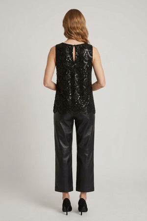 Black | Bead Embellished Layered Sleeveless Top