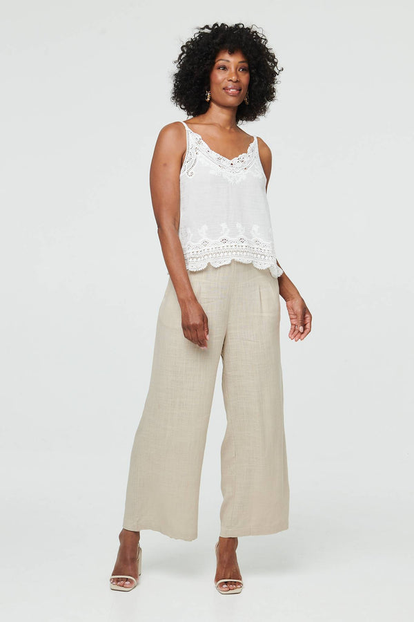 White | Lace Trim Sleeveless Cami Top