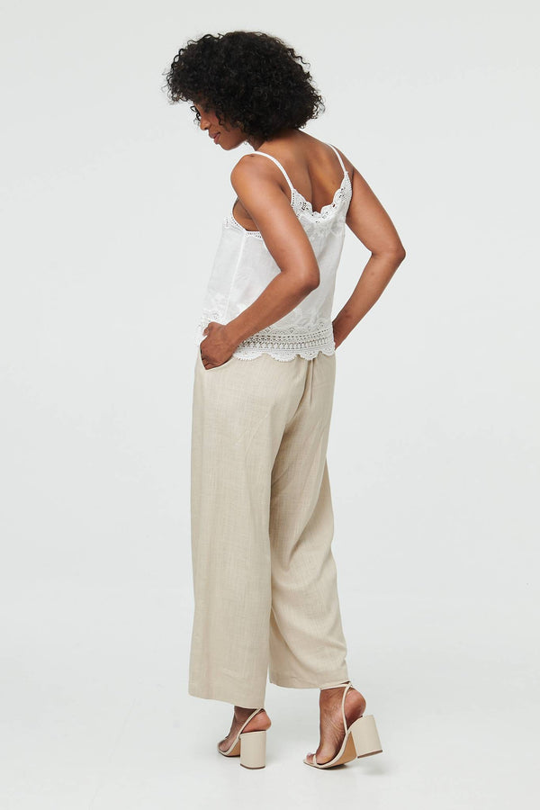 White | Lace Trim Sleeveless Cami Top