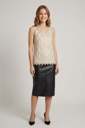 Cream | Bead Embellished Sleeveless Top