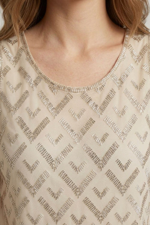 Cream | Bead Embellished Sleeveless Top