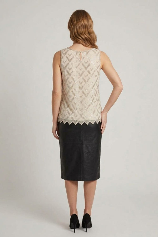 Cream | Bead Embellished Sleeveless Top