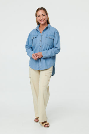 Blue | Denim Relaxed Long Sleeve Shirt