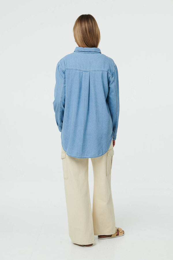 Blue | Denim Relaxed Long Sleeve Shirt