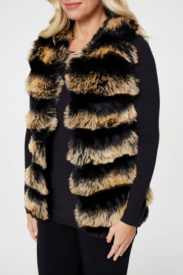 Black | Faux Fur Open Front Gilet