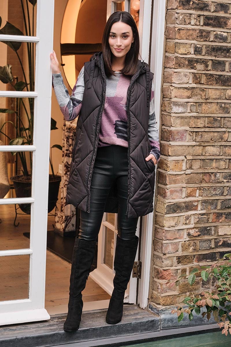 Quilted Longline Puffer Vest Izabel London