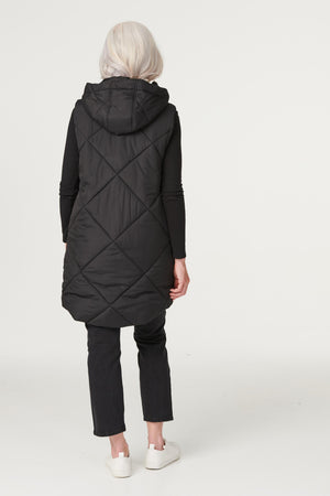 Black | Quilted Longline Puffer Vest