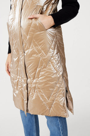 Gold | Longline Hooded Puffer Vest